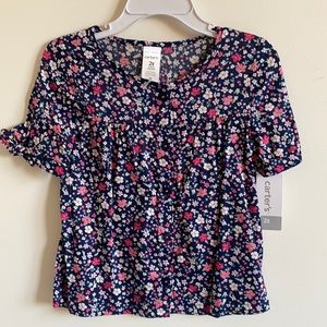 2T floral button up blouse